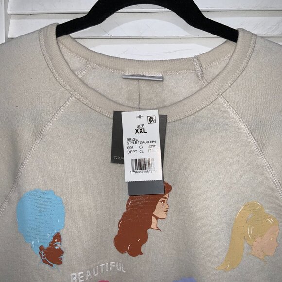 Barbie Beautiful In Every Shade Beige Crewneck Size XXL - Picture 3 of 4